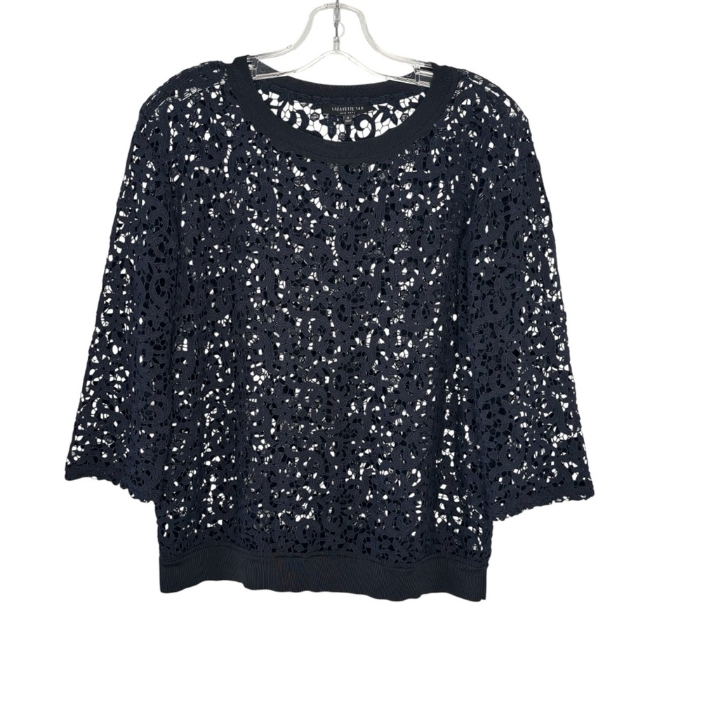 LAFAYETTE‎ 148 New York Midnight Lace long sleeve Top size Medium